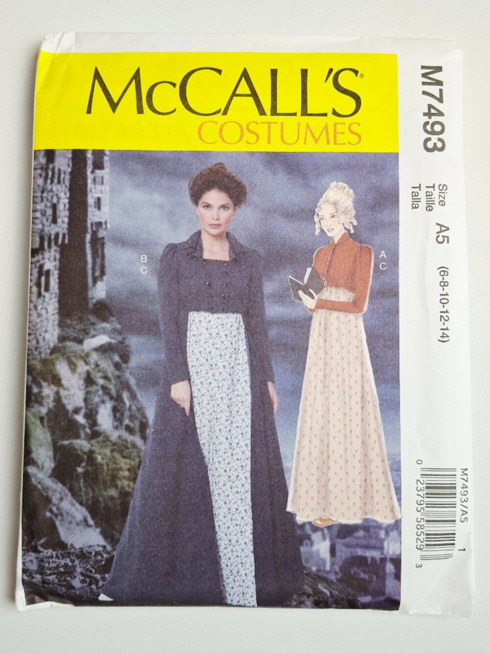 McCall's 7493 Sz 6-14 Regency Empire Dress Jacket Pelisse Coat Costume Outfit